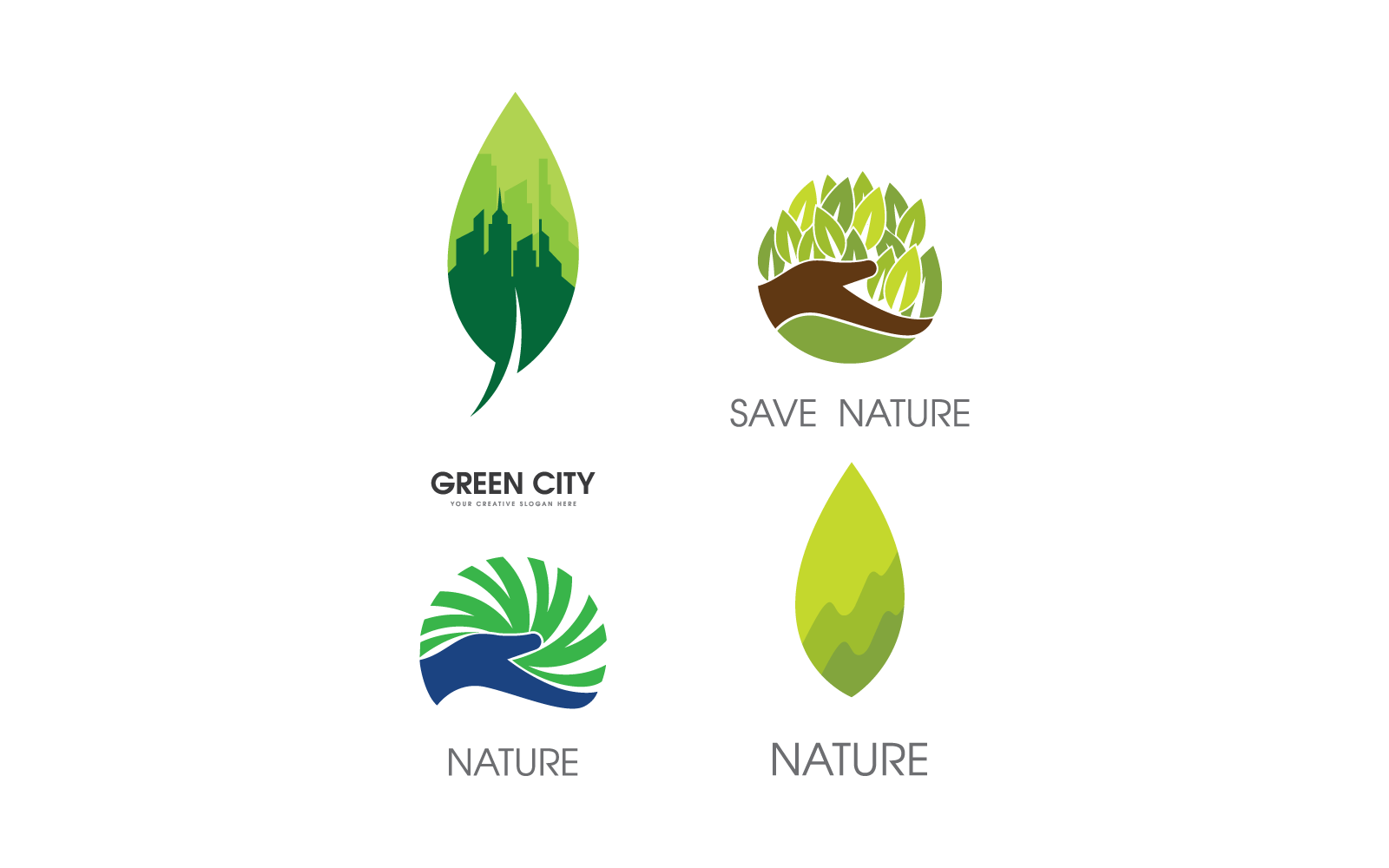 Green city logo illustration icon vector design Logo Template