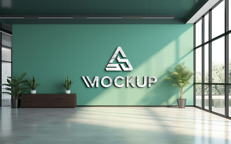 3d indoor wall logo mockup Product Mockup