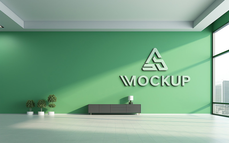 Light green wall indoor logo mockup Product Mockup