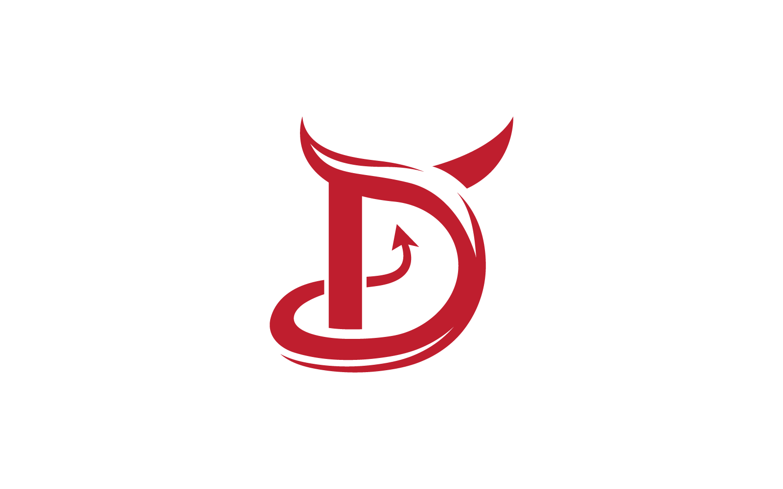 D kezdeti ördög logó illusztráció vektor sablon