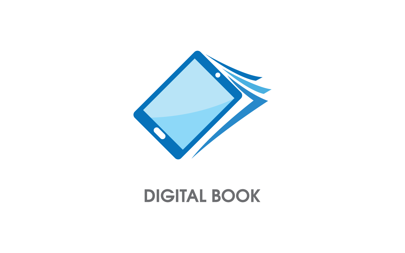 E-boek moderne digitale boek logo ontwerp vector