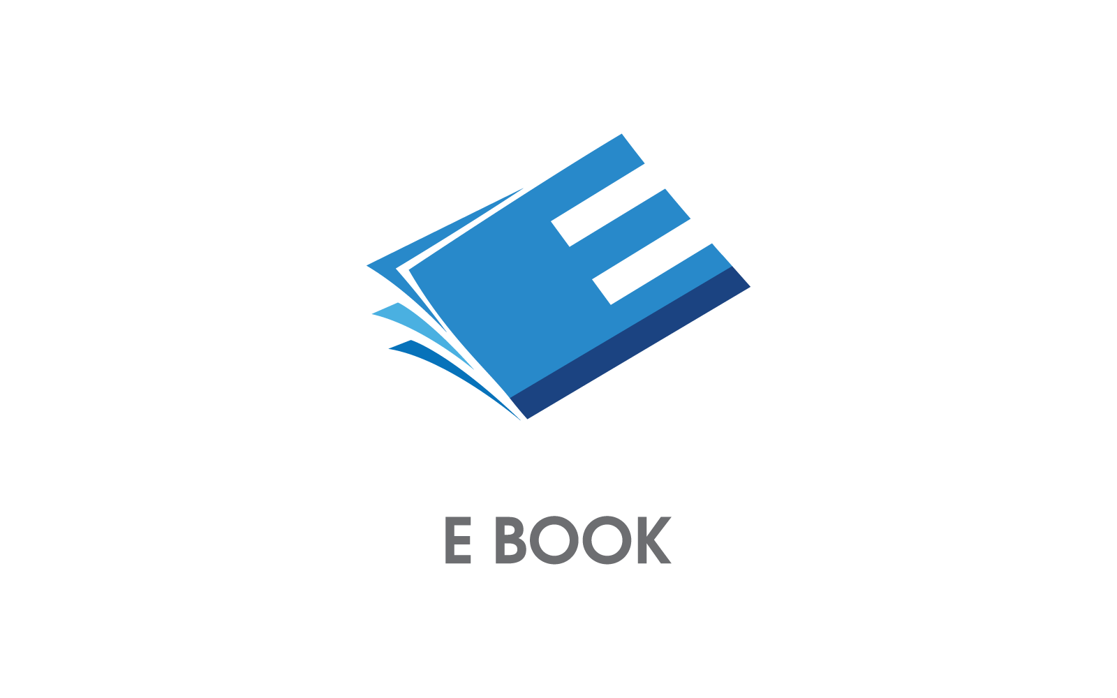 E-book nowoczesna książka cyfrowa logo płaski wektor