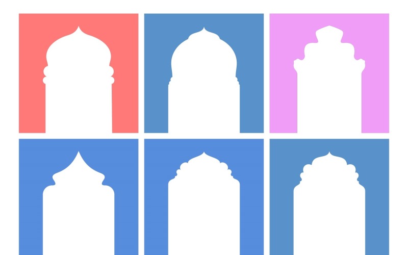Islamic Arch Design Glyph Inverted Set 6 - 18 Vector Graphic