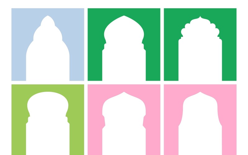 Islamic Arch Design Glyph Inverted Set 6 - 27 Vector Graphic
