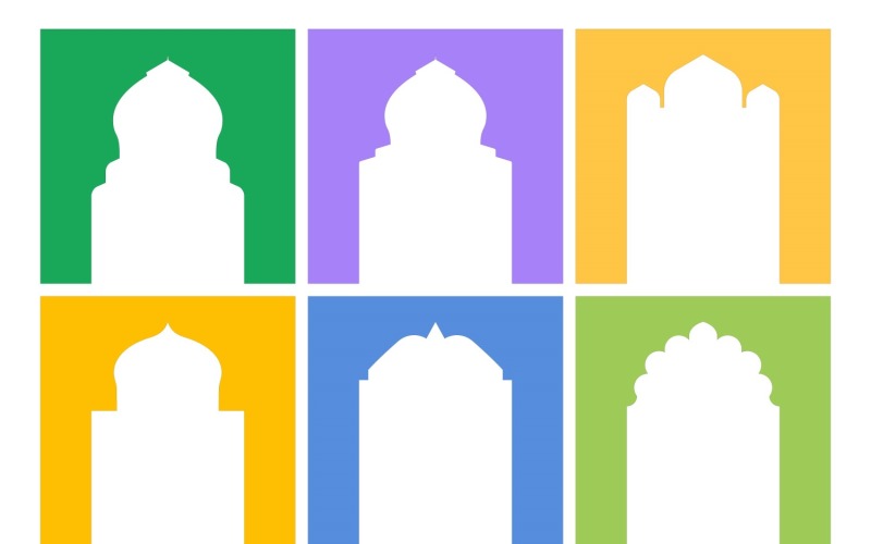 Islamic Arch Design Glyph Inverted Set 6 - 31 Vector Graphic