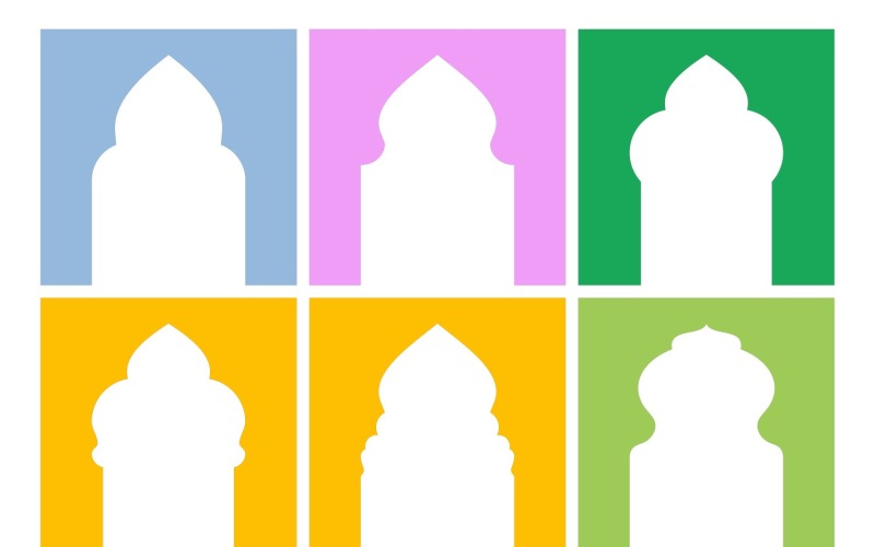 Islamic Arch Design Glyph Inverted Set 6 - 33 Vector Graphic