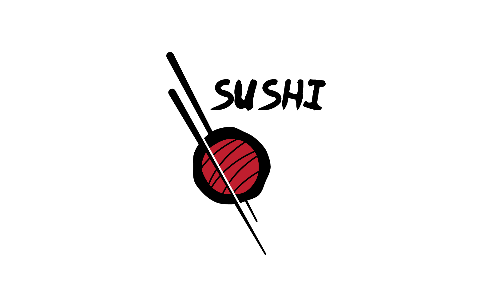 Sushi moderno restaurante logotipo vetor design plano