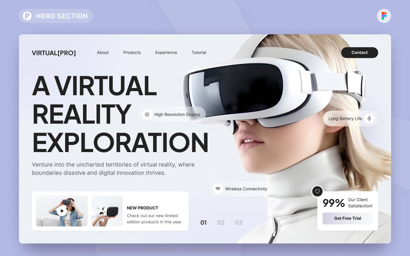 VirtualPro - Virtual Reality Hero Section Figma Template UI Element