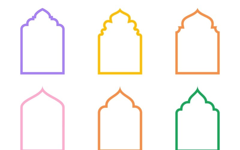 Islamic Arch Design Bold Line Set 6 - 14 Vector Graphic