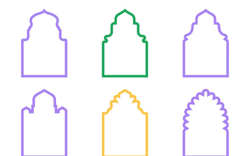 Islamic Arch Design Bold Line Set 6 - 8 Vector Graphic
