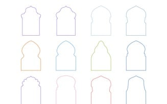 Islamic Arch Design Thin Line Set 12 - 11