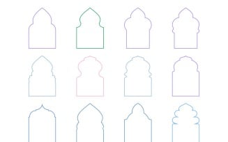 Islamic Arch Design Thin Line Set 12 - 17