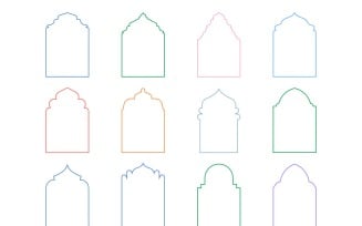 Islamic Arch Design Thin Line Set 12 - 5