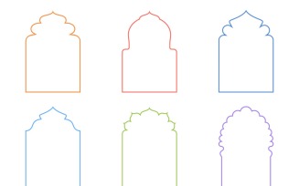 Islamic Arch Design Thin Line Set 6 - 10