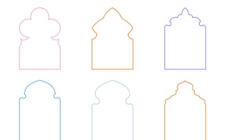 Islamic Arch Design Thin Line Set 6 - 12