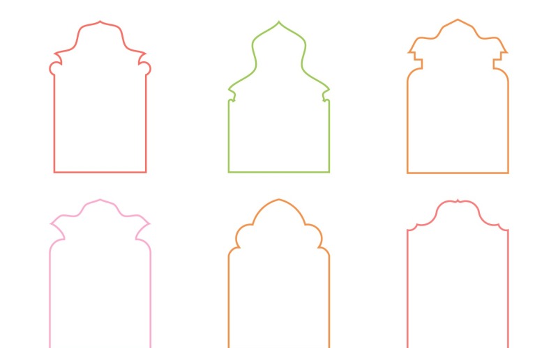 Islamic Arch Design Thin Line Set 6 - 20 Vector Graphic