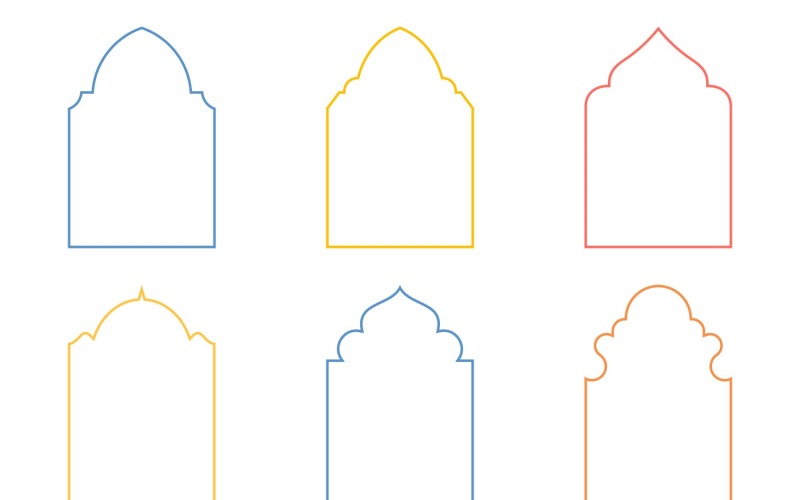 Islamic Arch Design Thin Line Set 6 - 21 Vector Graphic