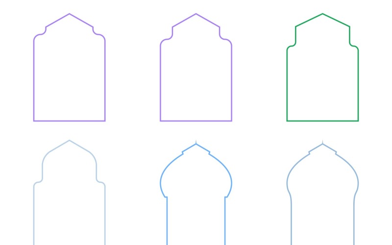 Islamic Arch Design Thin Line Set 6 - 23 Vector Graphic