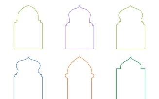 Islamic Arch Design Thin Line Set 6 - 25
