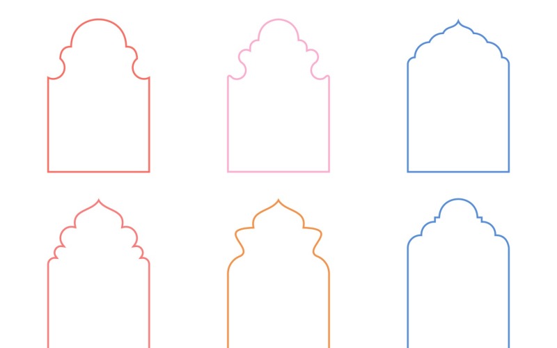 Islamic Arch Design Thin Line Set 6 - 29 Vector Graphic