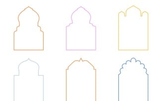 Islamic Arch Design Thin Line Set 6 - 31