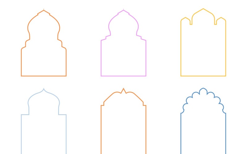 Islamic Arch Design Thin Line Set 6 - 31 Vector Graphic