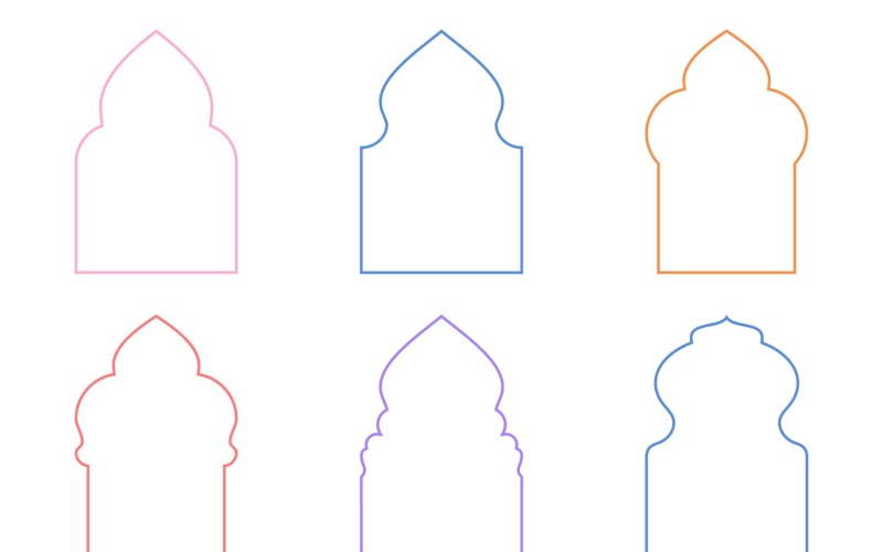 Islamic Arch Design Thin Line Set 6 - 33 Vector Graphic