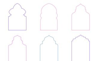 Islamic Arch Design Thin Line Set 6 - 3