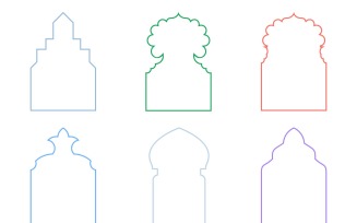 Islamic Arch Design Thin Line Set 6 - 4
