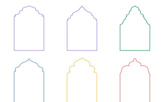 Islamic Arch Design Thin Line Set 6 - 5