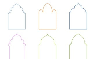 Islamic Arch Design Thin Line Set 6 - 6
