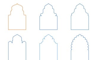 Islamic Arch Design Thin Line Set 6 - 8