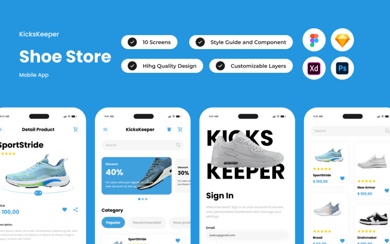 KicksKeeper - Shoe Store Mobile App UI Element