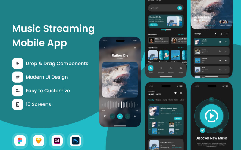 TempoTopia - Music Streaming Mobile App UI Element