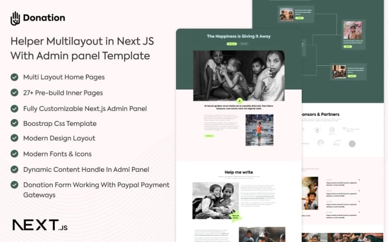 Donation in Next JS with Admin Panel Template Website Template