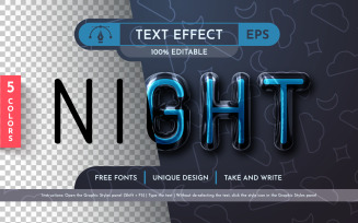 5 Night Glass Editable Text Effects, Graphic Styles