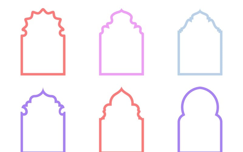Islamic Arch Design Bold Line Set 6 - 32 Vector Graphic