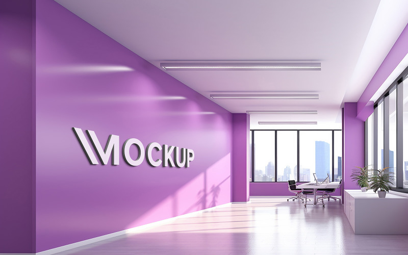 Office perspective wall logo mockup Product Mockup