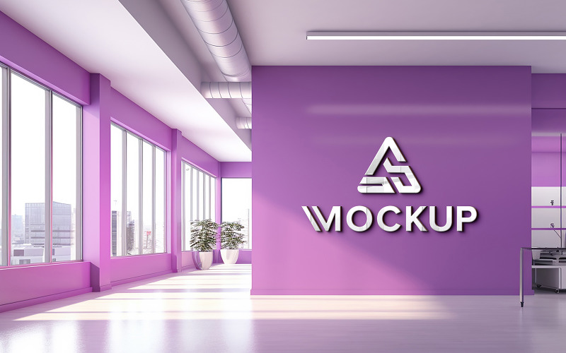 Realistic indoor wall 3d logo mockup psd Product Mockup