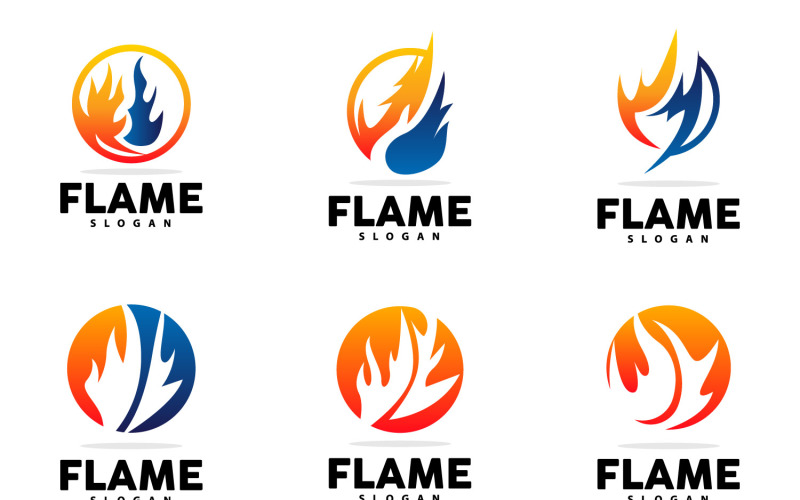 Red Flame Logo Burning Fire VectorV6 Logo Template