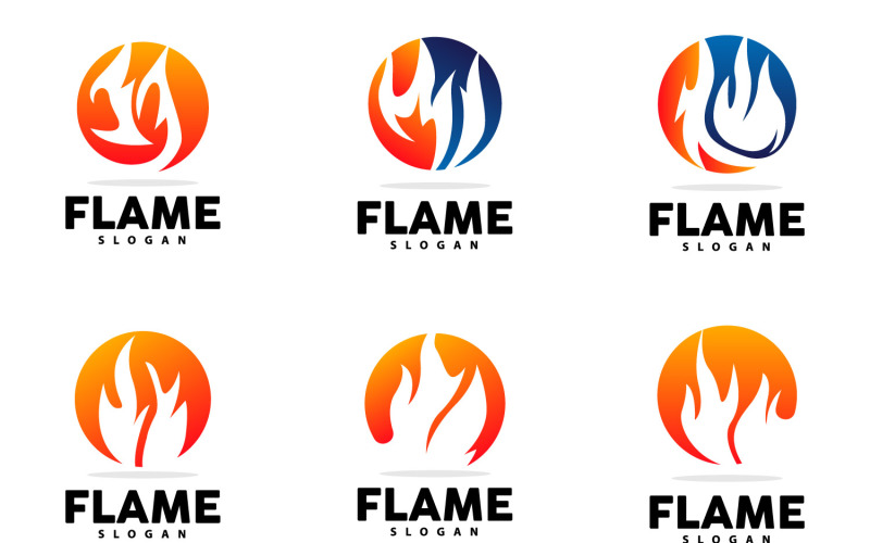 Red Flame Logo Burning Fire VectorV7 Logo Template