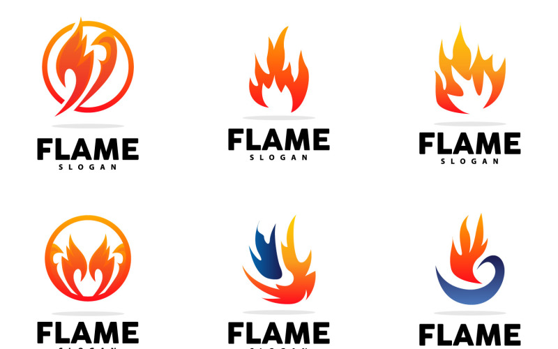 Red Flame Logo Burning Fire VectorV9 Logo Template