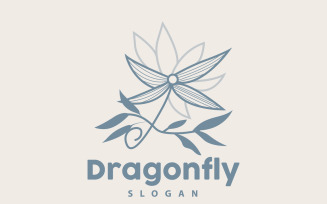 Dragonfly Logo Flying Animal Vector Minimalist DesignV10