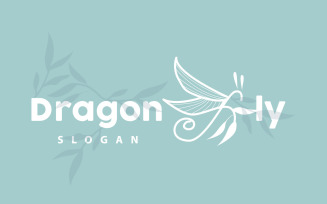 Dragonfly Logo Flying Animal Vector Minimalist DesignV11