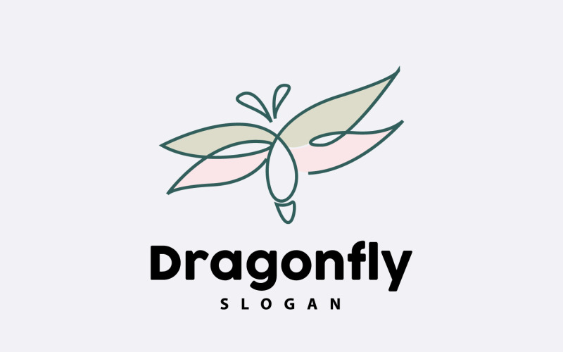 Dragonfly Logo Flying Animal Vector Minimalist DesignV3 Logo Template