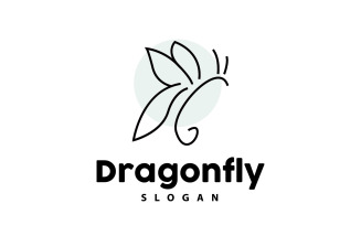 Dragonfly Logo Flying Animal Vector Minimalist DesignV4