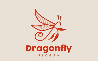 Dragonfly Logo Flying Animal Vector Minimalist DesignV7