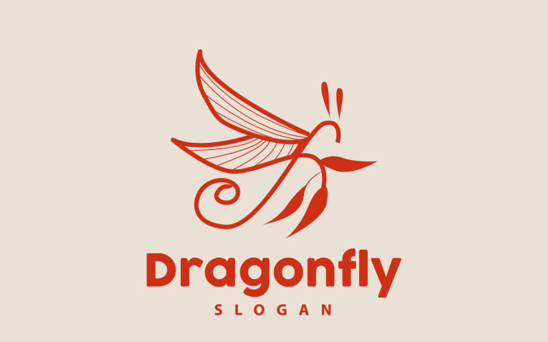 Dragonfly Logo Flying Animal Vector Minimalist DesignV7 Logo Template