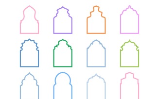 Islamic Arch Design Bold Line Set 12 - 16