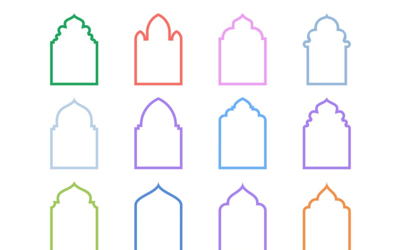 Islamic Arch Design Bold Line Set 12 - 6 Vector Graphic